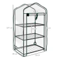 Outsunny Gartengewächshaus Balkongewächshaus Regal Gewächshaus 3 Ebenen ABM. 59L x 39l x 127H cm pulverbeschichtetes Metall Transparent Grün - Thumbnail 5