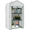 Outsunny Gartengewächshaus Balkongewächshaus Regal Gewächshaus 3 Ebenen ABM. 59L x 39l x 127H cm pulverbeschichtetes Metall Transparent Grün - Thumbnail 10