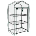 Outsunny Gartengewächshaus Balkongewächshaus Regal Gewächshaus 3 Ebenen ABM. 59L x 39l x 127H cm pulverbeschichtetes Metall Transparent Grün - Thumbnail 1