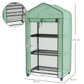 Outsunny Garten-Gewächshaus aus Polyethylen mit Regalen, 3 Ebenen, Balkongewächshaus, Polyethylen-Plane, Gestell aus Stahl, Tür mit Reißverschluss, aufrollbar, für Gemüse, Pflanzen, Blumen, 69 x 49 x - Thumbnail 7