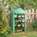 Outsunny Mini Gewächshaus Gartenregal für Garten, Balkon, Regal, Gewächshaus, 4 Ebenen, 90 x 49 x 160 cm, verzinkter Stahl, abnehmbare Plane, Polyethylen, hohe Dichte, Grün - Thumbnail 2