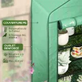 Outsunny Mini Gewächshaus Gartenregal für Garten, Balkon, Regal, Gewächshaus, 4 Ebenen, 90 x 49 x 160 cm, verzinkter Stahl, abnehmbare Plane, Polyethylen, hohe Dichte, Grün - Thumbnail 3