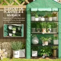 Outsunny Mini Gewächshaus Gartenregal für Garten, Balkon, Regal, Gewächshaus, 4 Ebenen, 90 x 49 x 160 cm, verzinkter Stahl, abnehmbare Plane, Polyethylen, hohe Dichte, Grün - Thumbnail 4