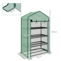 Outsunny Mini Gewächshaus Gartenregal für Garten, Balkon, Regal, Gewächshaus, 4 Ebenen, 90 x 49 x 160 cm, verzinkter Stahl, abnehmbare Plane, Polyethylen, hohe Dichte, Grün - Thumbnail 7