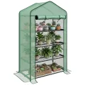 Outsunny Mini Gewächshaus Gartenregal für Garten, Balkon, Regal, Gewächshaus, 4 Ebenen, 90 x 49 x 160 cm, verzinkter Stahl, abnehmbare Plane, Polyethylen, hohe Dichte, Grün - Thumbnail 10