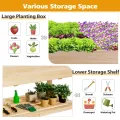 HOMASIS Hochbeet aus Holz, Gartenbeet mit Rollen & Ablage, Blumenkasten für Garten Balkon Terrasse, Pflanzbeet mit Abflusslöcher & Innenvlies, Gemüsebeet Blumenbeet, 120 x 59 x 84 cm - Thumbnail 3