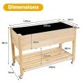 HOMASIS Hochbeet aus Holz, Gartenbeet mit Rollen & Ablage, Blumenkasten für Garten Balkon Terrasse, Pflanzbeet mit Abflusslöcher & Innenvlies, Gemüsebeet Blumenbeet, 120 x 59 x 84 cm - Thumbnail 5