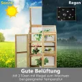 COSTWAY 3 Etagen Frühbeet Holz, Hochbeet wetterfest, Gewächshaus mit 2 Türen & Deckel, Polycarbonat-Fenster, Pflanzenbeet Aufzuchtschrank Treibhaus, für Garten Balkon, 60 x 45 x 100 cm, Natur - Thumbnail 2