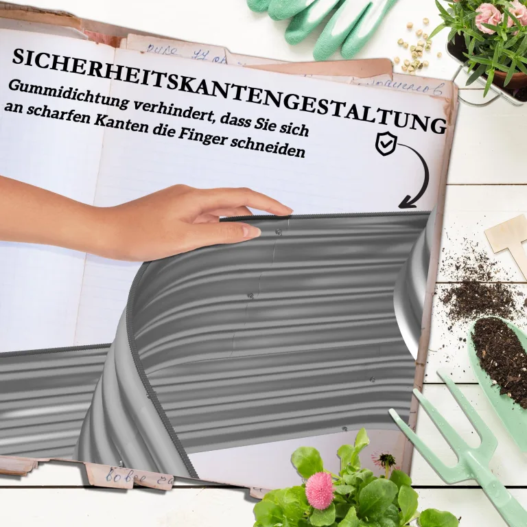Outsunny Hochbeet aus Metall, 3-stufiger Pflanzkasten, DIY Blumenkasten, Kräuterbeet mit Sicherheitskanten, Gemüsebeet für Garten, Balkon, Silber, 158 x 109 x 82 cm – Bild 5