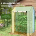 Outsunny Foliengewächshaus, Gewächshaus mit Doppeltür, Treibhaus, Winddichtes Tomatenhaus für Garten, Weiß, 100 x 80 x 150 cm - Thumbnail 3