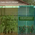 Outsunny Foliengewächshaus, Gewächshaus, Winddichtes Treibhaus mit 2 Rolltüren, Seitenfenster, Tomatenhaus mit UV-Schutz für Garten, PE, Grün, 185 x 94 x 150 cm - Thumbnail 3