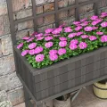 Outsunny Hochbeet aus Holz mit Rankgitter für Kletterpflanzen, Hochbeet mit Drainagelöchern und Beeteinlage für Gemüse, Blumen, Kräuter, 105 x 45 x 140 cm, Grau - Thumbnail 8