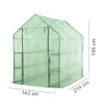 Escala Gewächshaus Treibhaus Glashaus Frühbeet (143 x 214 x 195 cm) Grün - Thumbnail 3