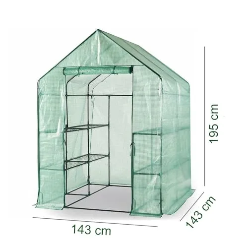Escala Gewächshaus Treibhaus Glashaus Frühbeet (143 x 143 x 195 cm) Grün – Bild 9