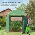Outsunny Tunnel Garten Gewächshaus 1.8x1.8x2m, Anti-UV Garten Gewächshaus mit Rolltüren und Fenster, Stahl und PE, Grün - Thumbnail 4