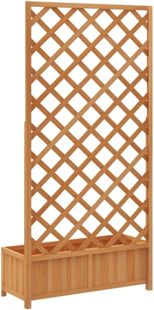 vidaXL Pflanzkasten mit Rankgitter 90x35x180 cm, Massives Fichtenholz, Braun, Hochbeet für Innen & Außen, Balkon & Garten, Kletterpflanzenstütze, Blumenkasten, Holz-Pflanzenhalter – Bild 8