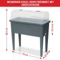 Hochbeet/Frühbeet – mit Abdeckhaube/Wasseranzeige – aus robustem Kunststoff – ideal für Garten/Terrasse/Balkon – Kräuterhochbeet zur Anzucht – Pflanzkasten inkl. Gartenwerkzeug (Grau) - Thumbnail 7