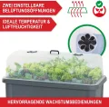 Hochbeet/Frühbeet – mit Abdeckhaube/Wasseranzeige – aus robustem Kunststoff – ideal für Garten/Terrasse/Balkon – Kräuterhochbeet zur Anzucht – Pflanzkasten inkl. Gartenwerkzeug (Grau) - Thumbnail 4