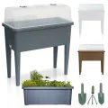 Onbest Hochbeet/Frühbeet – mit Abdeckhaube/Wasseranzeige – aus robustem Kunststoff – ideal für Garten/Terrasse/Balkon – Kräuterhochbeet zur Anzucht – Pflanzkasten inkl. Gartenwerkzeug (Weiß) - Thumbnail 10