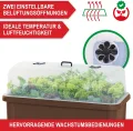 Hochbeet/Frühbeet – mit Abdeckhaube/Wasseranzeige – aus robustem Kunststoff – ideal für Garten/Terrasse/Balkon – Kräuterhochbeet zur Anzucht – Pflanzkasten inkl. Gartenwerkzeug (Coffee) - Thumbnail 4
