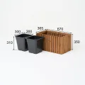 Pflanzkübel Holz – imprägniert wetterfest – mit herausnehmbarem Kunststoffeinsatz – Hochbeet Blumenkasten für Balkon Garten Terrasse (Vertikal-braun 67x36 H35 cm) - Thumbnail 3