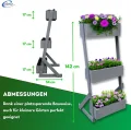 Vertikalbeet Petra Hochbeet Holz 3 Etagen Blumentreppe Kräuterbeet Frühbeet Pflanzkasten inkl. Gartenvlies - Stufenbeet 66 x 49 x 140 cm für Terrasse Balkon & Wintergarten - Thumbnail 6