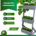 Vertikalbeet Petra Hochbeet Holz 3 Etagen Blumentreppe Kräuterbeet Frühbeet Pflanzkasten inkl. Gartenvlies - Stufenbeet 66 x 49 x 140 cm für Terrasse Balkon & Wintergarten - Thumbnail 7