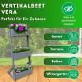 Vertikalbeet Petra Hochbeet Holz 3 Etagen Blumentreppe Kräuterbeet Frühbeet Pflanzkasten inkl. Gartenvlies - Stufenbeet 66 x 49 x 140 cm für Terrasse Balkon & Wintergarten - Thumbnail 2