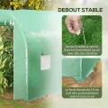 Outsunny Gewächshaus, Tunnel, Bodenfläche, 6 m², 3 x 2 x 2,10 m, verstärktes Rohrgestell, Tür mit Reißverschluss, 4 aufrollbare Fenster, Grün - Thumbnail 4