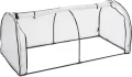 Relaxdays Frühbeet, HxBxT: 80 x 100 x 200 cm, PE-Folie, Eisen, Tür mit Reißverschluss, Hochbeet Abdeckung, weiß/schwarz - Thumbnail 1