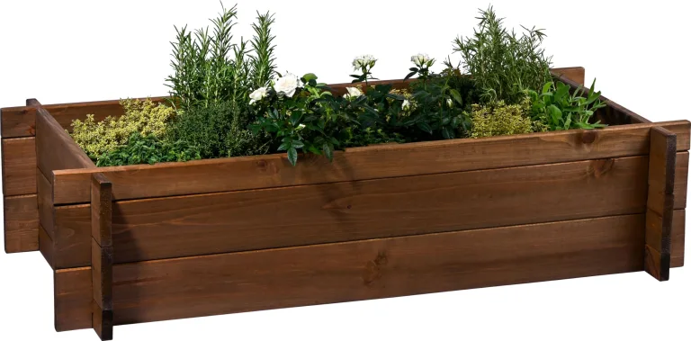 dobar® Hochbeet Massivholz Stecksystem Gr. M stapelbar - Pflanzkasten inkl. Pflanzfolie - 117 x 58,5 x 27,5 cm - Dunkelbraun – Bild 1