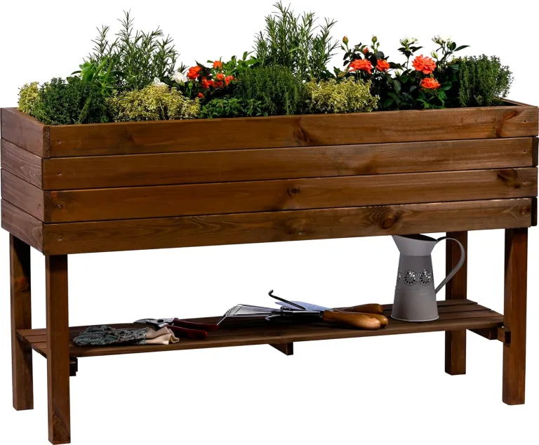 dobar® Frühbeet-Aufsatz aus Holz für Hochbeete - Frühbeet-Kasten mit Folie - 117 x 40 x 26 cm - Dunkelbraun – Bild 6