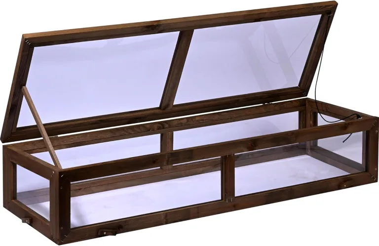 dobar® Frühbeet-Aufsatz aus Holz für Hochbeete - Frühbeet-Kasten mit Folie - 117 x 40 x 26 cm - Dunkelbraun – Bild 7