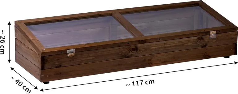 dobar® Frühbeet-Aufsatz aus Holz für Hochbeete - Frühbeet-Kasten mit Folie - 117 x 40 x 26 cm - Dunkelbraun – Bild 2