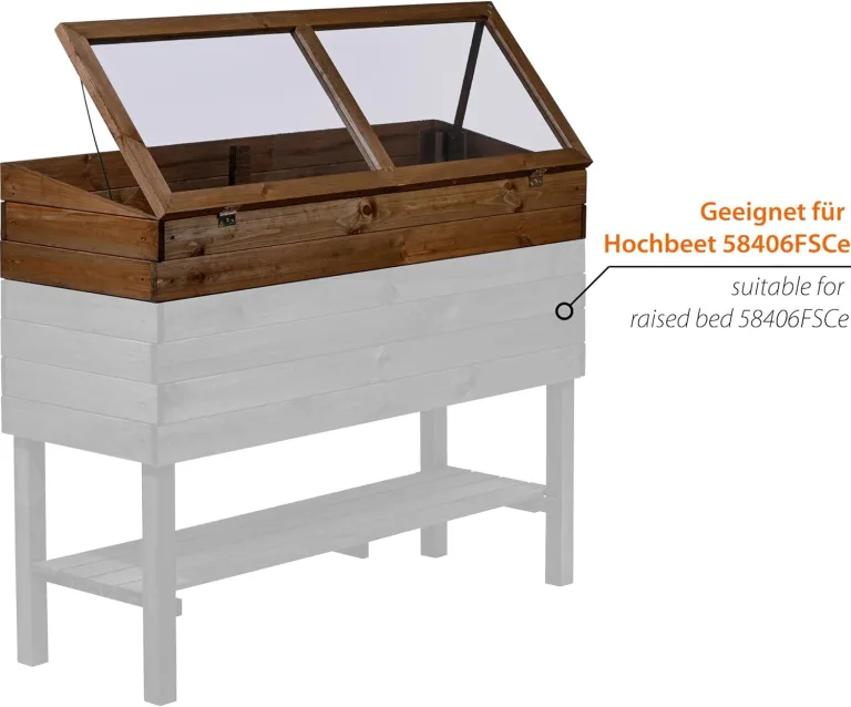 dobar® Frühbeet-Aufsatz aus Holz für Hochbeete - Frühbeet-Kasten mit Folie - 117 x 40 x 26 cm - Dunkelbraun – Bild 5