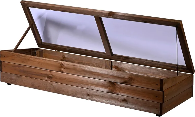 dobar® Frühbeet-Aufsatz aus Holz für Hochbeete - Frühbeet-Kasten mit Folie - 117 x 40 x 26 cm - Dunkelbraun – Bild 1