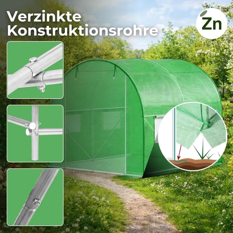 Gewächshaus klein - Foliengewächshaus Winterfest mit Stabiler Folie für Gewächshaus & Tomatenhaus -Treibhaus & Folientunnel für Balkon, Garten, Anzucht & Pflanzenzucht - 200 x 300 x 200 cm – Bild 5