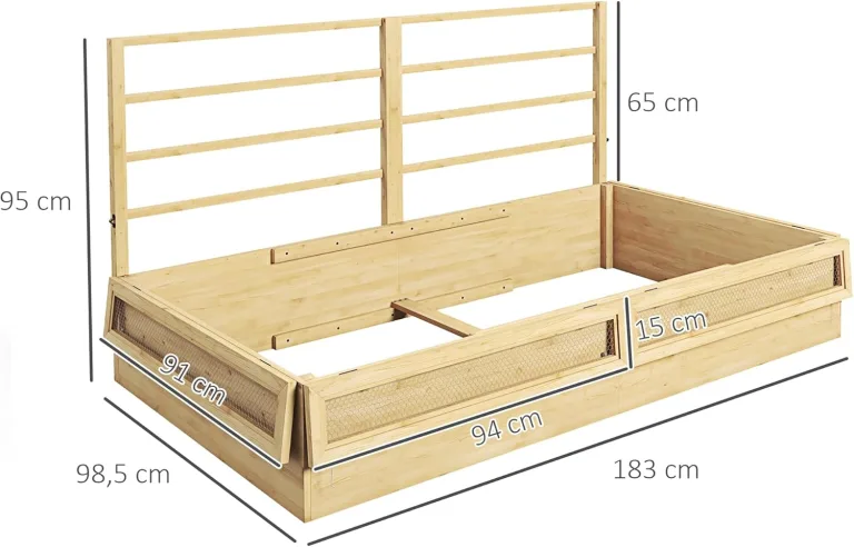 Outsunny Hochbeet mit Rankhilfe, Kräuterbeet, Pflanzkasten aus Holz, Blumenkasten für Garten, Balkon, Naturholz, 183 x 98,5 x 95 cm – Bild 7