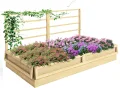 Outsunny Hochbeet mit Rankhilfe, Kräuterbeet, Pflanzkasten aus Holz, Blumenkasten für Garten, Balkon, Naturholz, 183 x 98,5 x 95 cm - Thumbnail 1