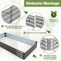 GOPLUS Hochbeet aus Metall, 240 x 120 x 30 cm Gemüsebeet Pflanzbeet Frühbeet für Balkon & Garten, Pflanzkasten Gartenbeet Pflanzkübel, Blumenkasten Groß für Blumen Obst Gemüse - Thumbnail 5