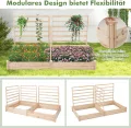 GOPLUS Blumenkasten mit Rankgitter, Hochbeet mit 3 Spalieren, Pflanzkasten mit Rankhilfe, Gartenbeet Gartenspalier aus Tannenholz, für Kletterpflanzen (222 x 114 x 110 cm) - Thumbnail 5