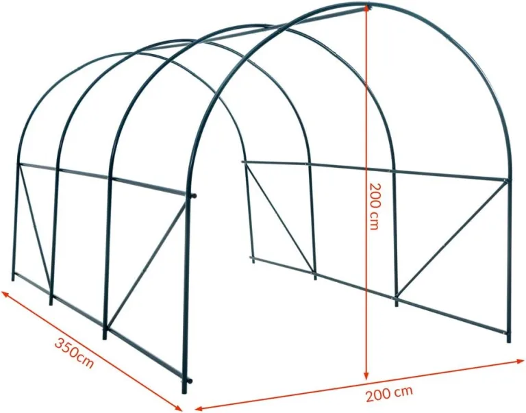 Gardebruk® Foliengewächshaus 7m² aufrollbare Tür 6 Fenster Treibhaus Tomatenhaus Folientunnel Anzucht 350x200x200cm – Bild 5