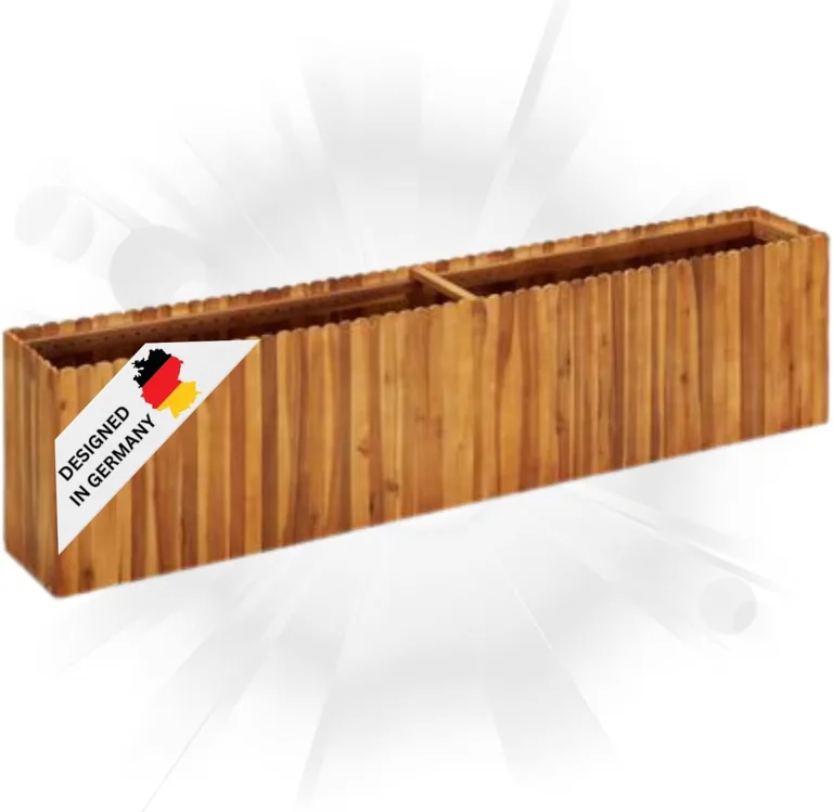 DELUKE Hochbeet aus Holz Jona | 200x30x25cm, Akazienholz | Hochbeet für Garten Hochbeet Holz Gartenbeet hoch Kräuterbeet XXL Blumenbeet Gemüsebeet groß Garten – Bild 8
