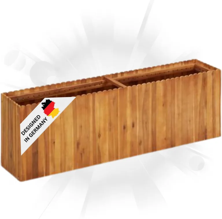 DELUKE Hochbeet aus Holz Jona | 200x30x25cm, Akazienholz | Hochbeet für Garten Hochbeet Holz Gartenbeet hoch Kräuterbeet XXL Blumenbeet Gemüsebeet groß Garten – Bild 9