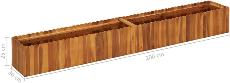 DELUKE Hochbeet aus Holz Jona | 200x30x25cm, Akazienholz | Hochbeet für Garten Hochbeet Holz Gartenbeet hoch Kräuterbeet XXL Blumenbeet Gemüsebeet groß Garten – Bild 3