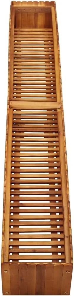 DELUKE Hochbeet aus Holz Jona | 200x30x25cm, Akazienholz | Hochbeet für Garten Hochbeet Holz Gartenbeet hoch Kräuterbeet XXL Blumenbeet Gemüsebeet groß Garten – Bild 4