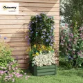 Outsunny Hochbeet mit Rankhilfe, Blumenkasten mit Offenem Boden, Gemüsebeet, Pflanzkasten, Kräuterbeet für Garten, Balkon, Verzinkter Stahl, Grün, 61 x 61 x 140 cm - Thumbnail 2