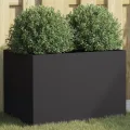 vidaXL Pflanzkübel, Blumenkübel für Dekoration, Blumentopf für Terrasse Garten Balkon, Blumenkasten Hochbeet, Schwarz Kaltgewalzter Stahl - Thumbnail 3