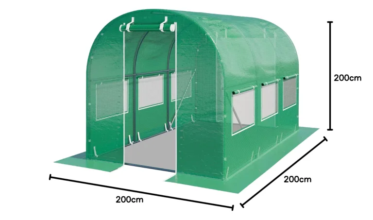 TOOLPORT Foliengewächshaus Gewächshaus 2x3m stabil & langlebig mit Fenster - reißfeste PE Plane 180g/m² grün transparent – Bild 10