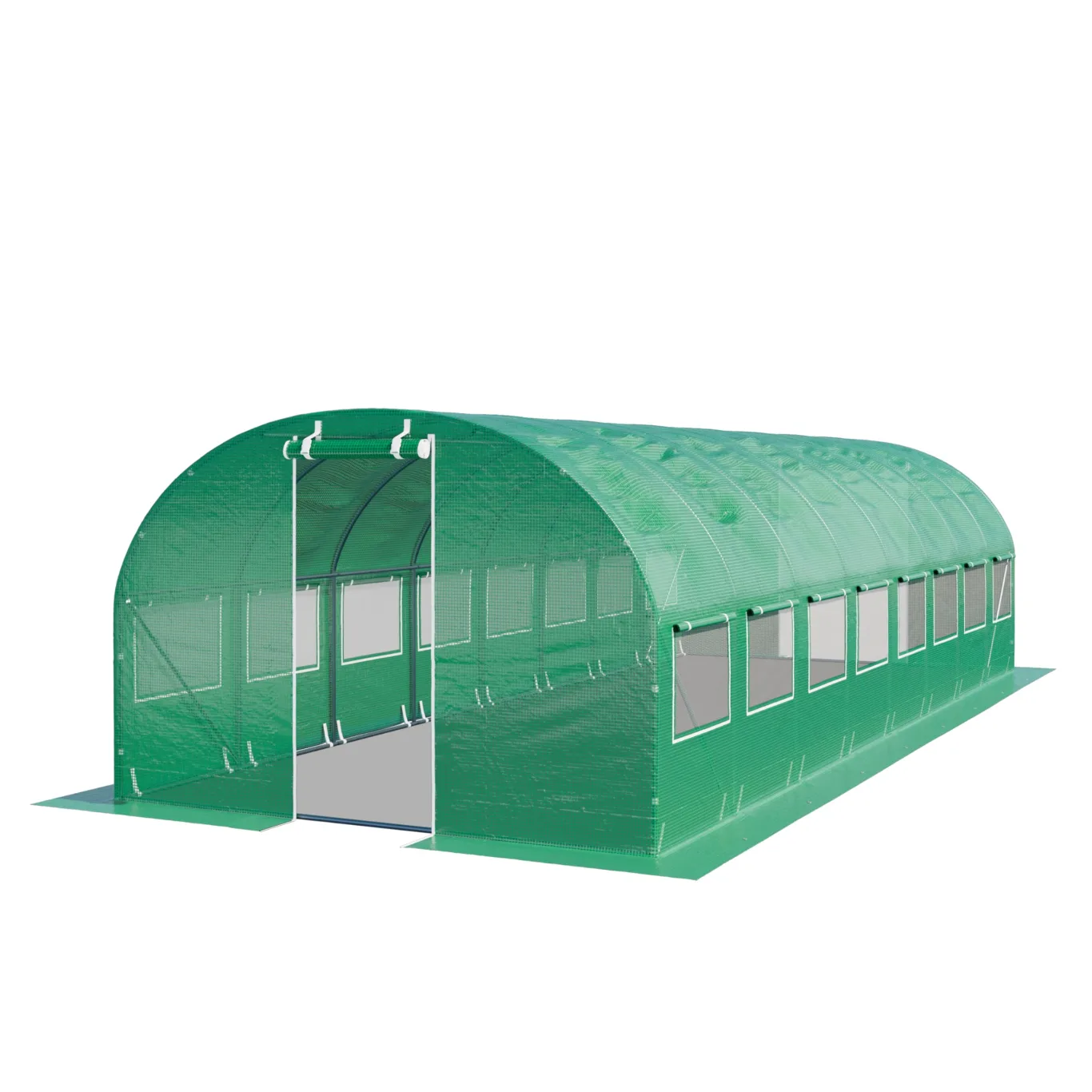 TOOLPORT Foliengewächshaus Gewächshaus 3x8m stabil & langlebig mit Fenster - reißfeste PE Plane 180g/m² grün transparent - Bild 1